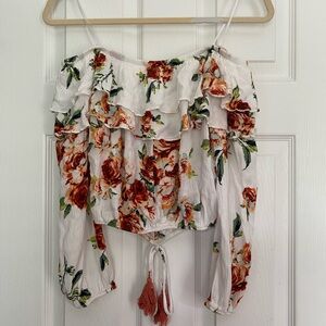 Altar'd State Floral Ruffled Off the Shoulder Blouse